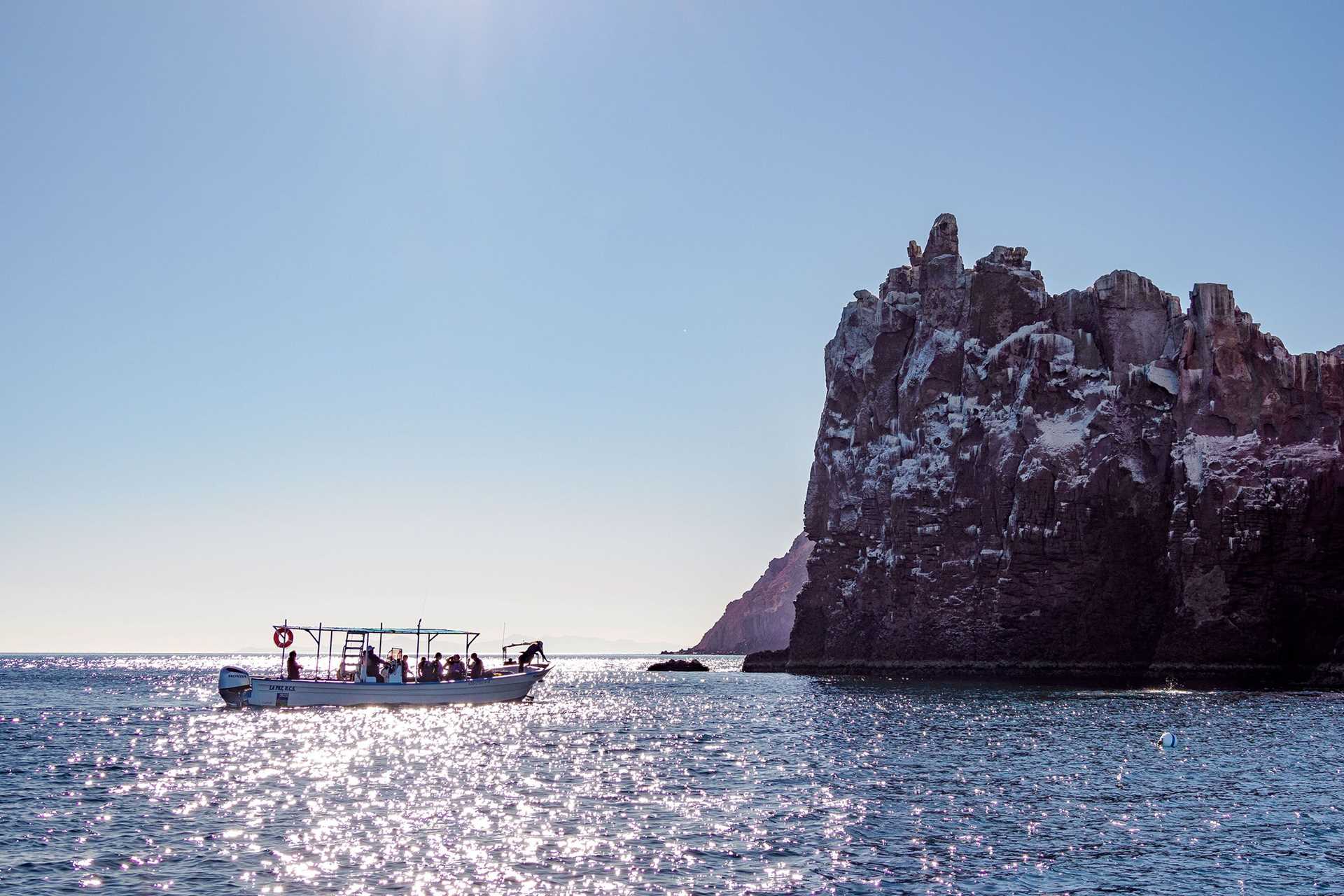 a panga and a large rock