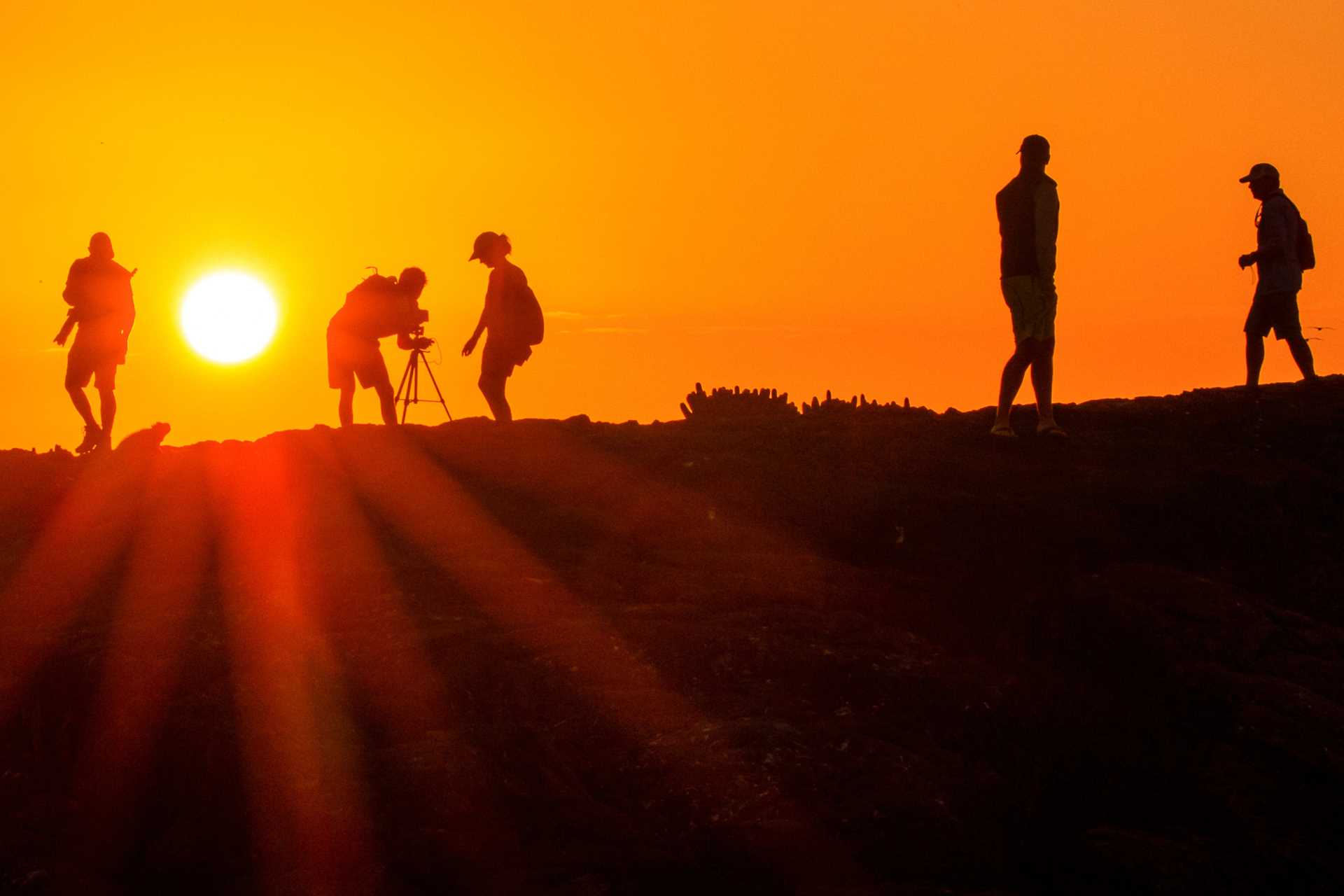 Travelers capture a sunset with the help of Lindblad Expeditions-National Geographic certified photo instructors.