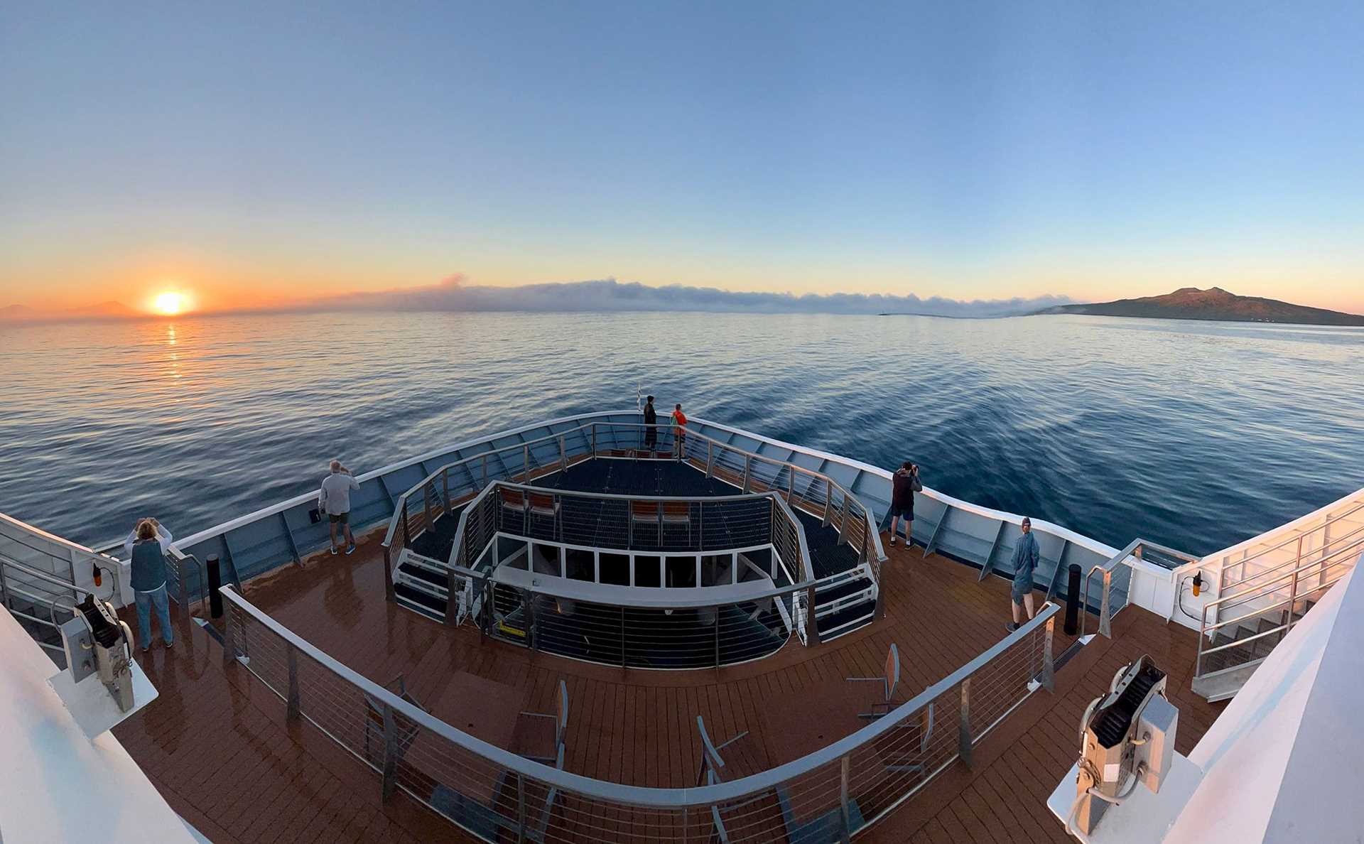 ship's bow at sunrise