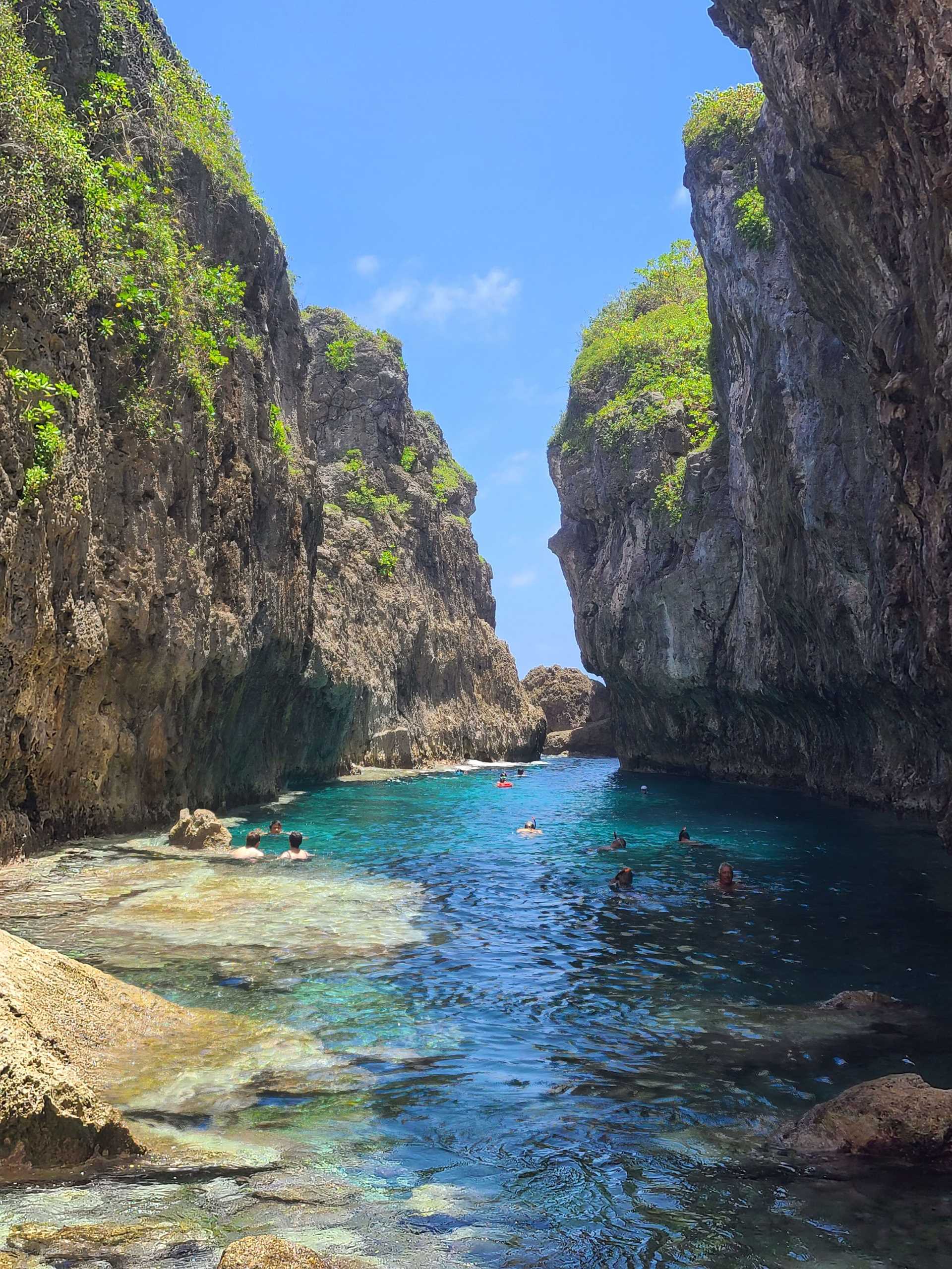 blue water in the middle of a chasm